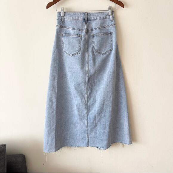 IToo Fashion Maxi Denim Skirt A-line Patchwork Design Women’s size XS Light Blue - Picture 7 of 9